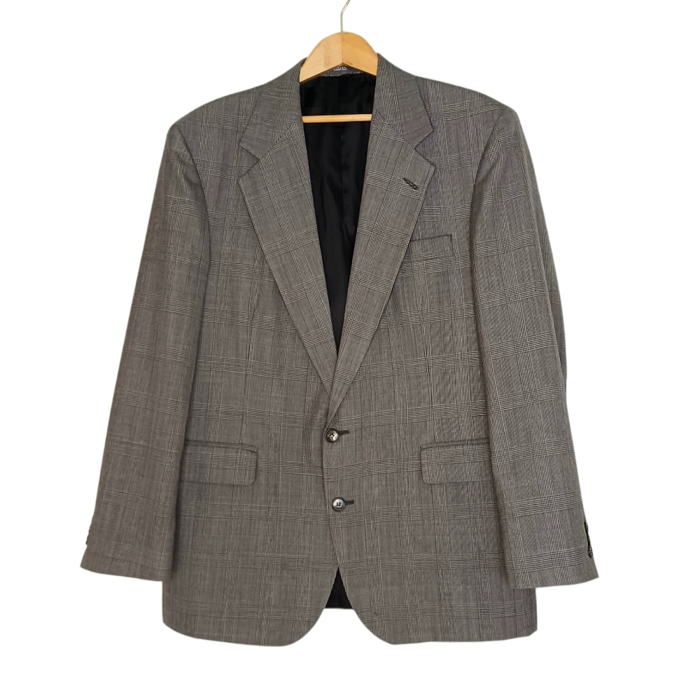 Haggar Imperial Sports Coat Blazer Men's Sz 42 Gray Plaid